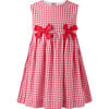 Gingham Bow Dress, Red - Dresses - 1 - thumbnail