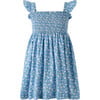 Ditsy Daisy Ruched Dress, Blue - Dresses - 1 - thumbnail