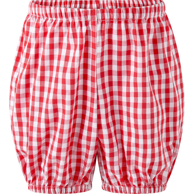 Gingham Bow Dress and Bloomers, Red - Dresses - 3