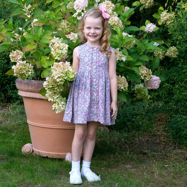 Scalloped Floral Button-Front Dress, Pink - Dresses - 3