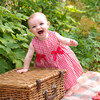 Gingham Bow Dress and Bloomers, Red - Dresses - 4