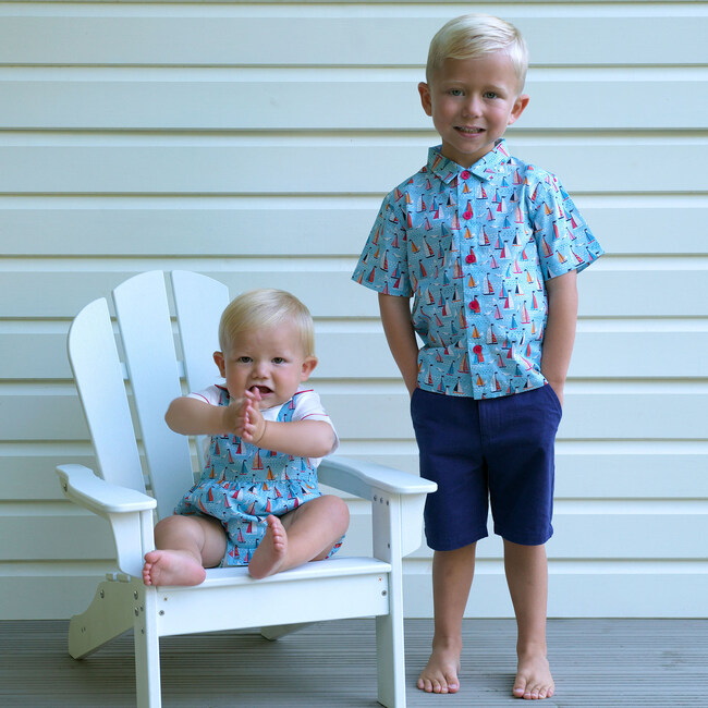 Sailboat Bubble and Shirt Set, Blue - Mixed Apparel Set - 4