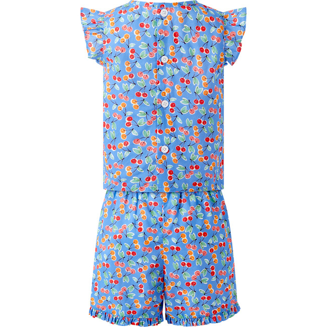 Cherry Ruffle Two Piece Set, Blue