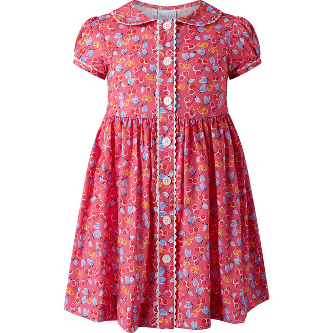 Cherry Button-Front Dress, Red