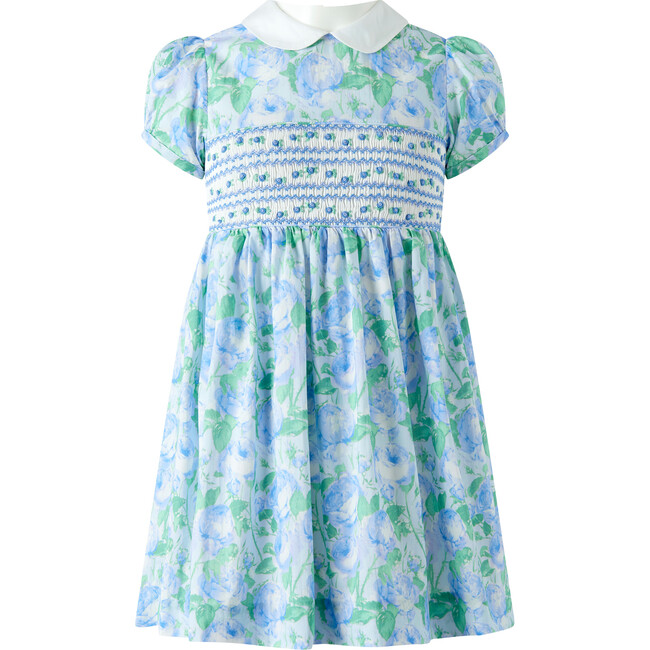 Classic Rose Smocked Dress, Blue
