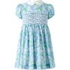 Classic Rose Smocked Dress, Blue - Dresses - 1 - thumbnail