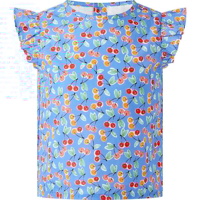 Cherry Ruffle Two Piece Set, Blue - Mixed Apparel Set - 4