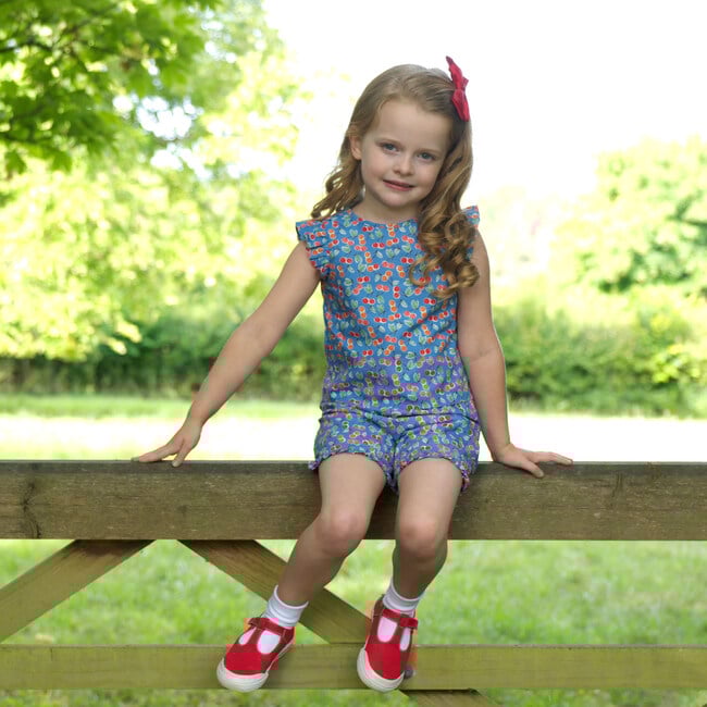 Cherry Ruffle Two Piece Set, Blue - Mixed Apparel Set - 5