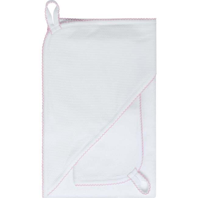White Bubble Hooded Baby Towel Pink