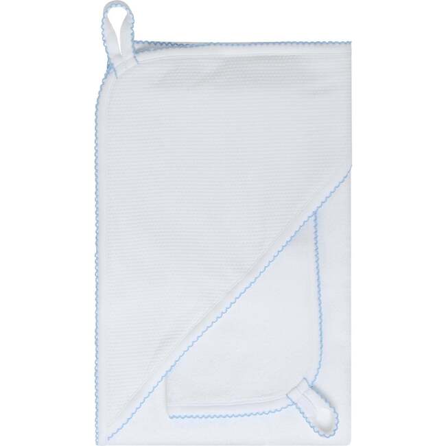 White Bubble Hooded Baby Towel Blue