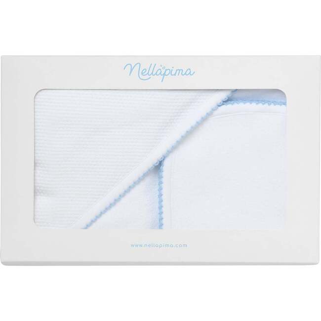 White Bubble Hooded Baby Towel Blue - Bath Towels - 4