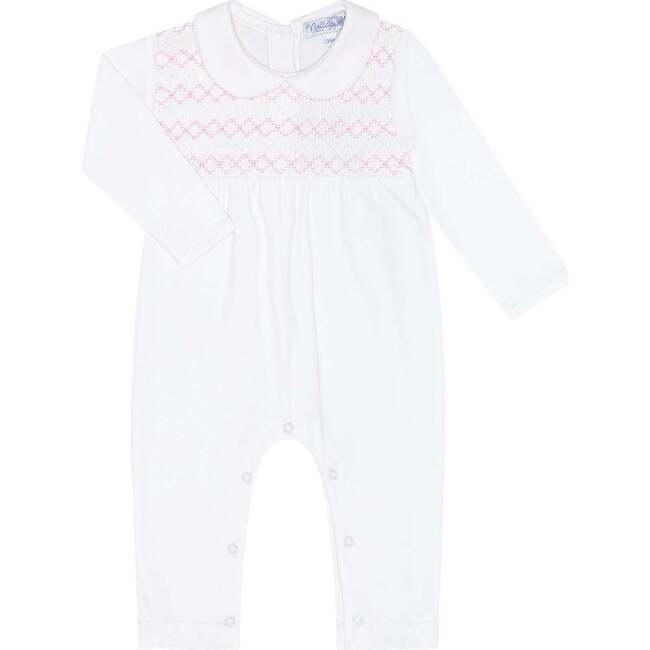 Signature Smocked Girls Playsuit White