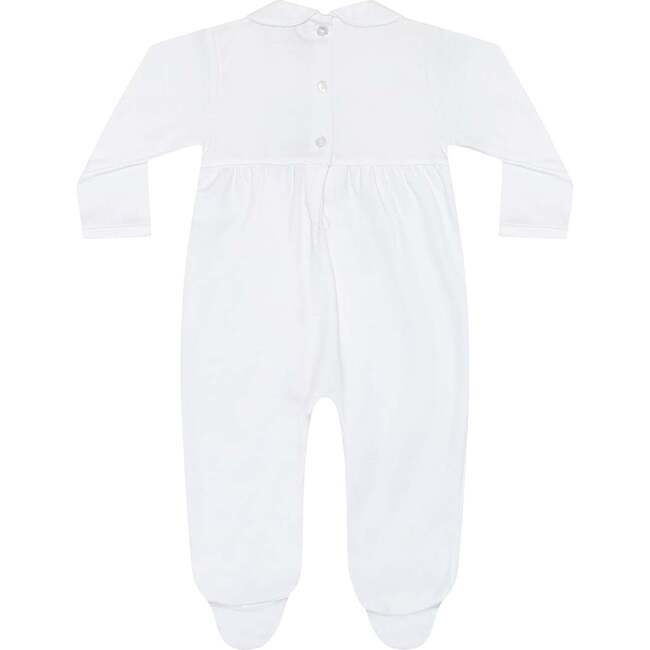 Signature Smocked Girls Footie White