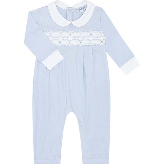 Signature Smocked Boys Playsuit Blue