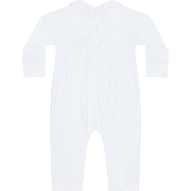 Signature Smocked Boys Playsuit White
