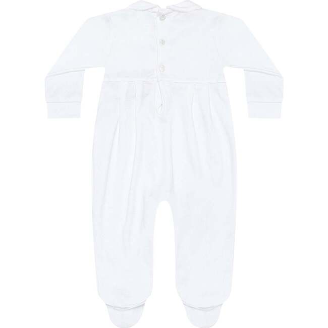 Signature Smocked Boys Footie White