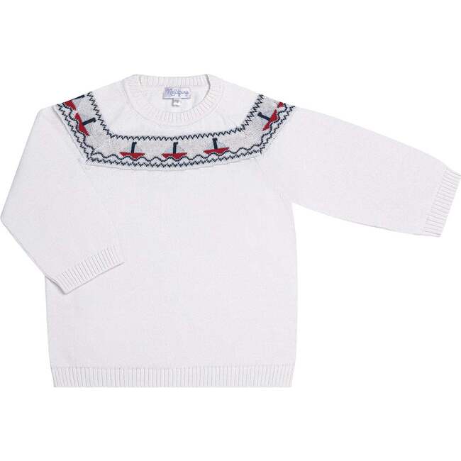 Sailboat Knit Cardigan White