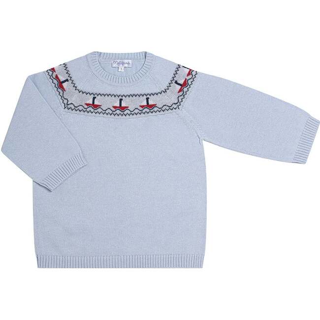 Sailboat Knit Cardigan Blue