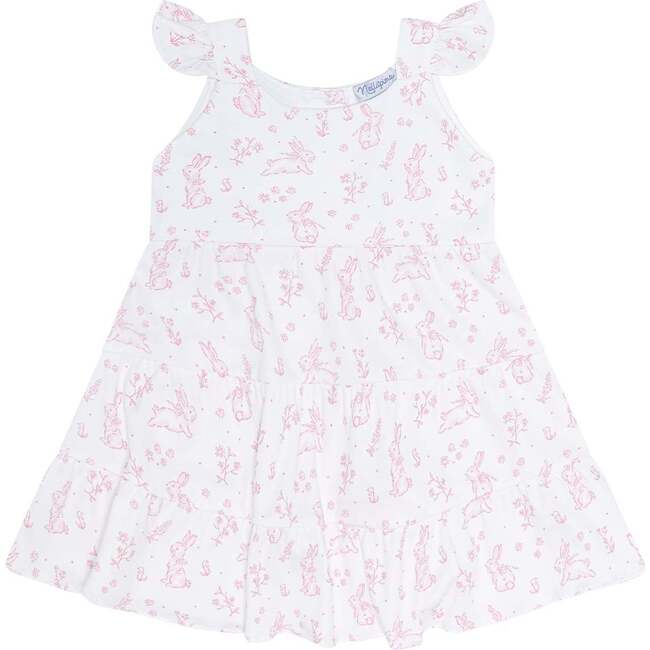 Pink Bunny Toile Ruffle Dress Pink