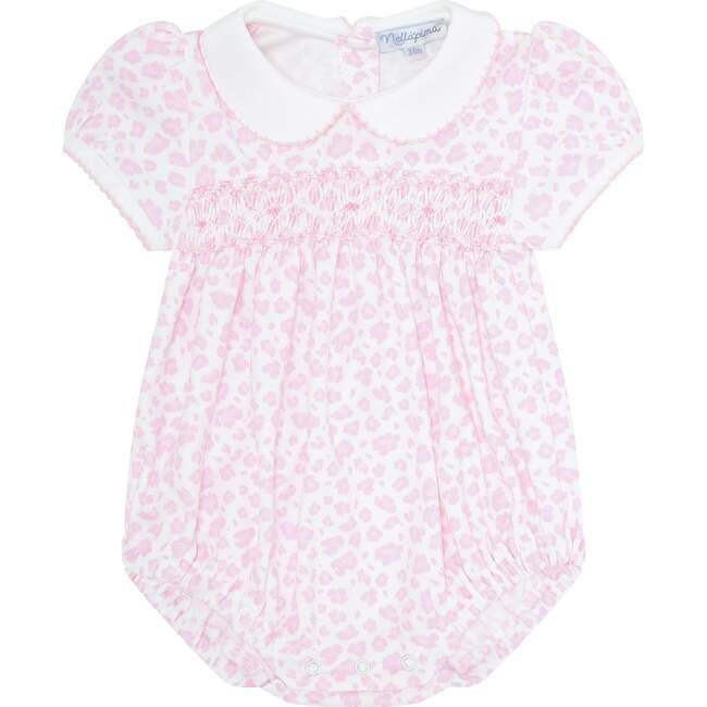 Pink Cheetah Print Smocked Bubble Pink