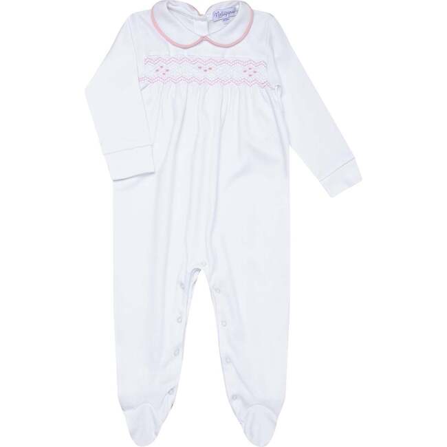 Nella Smocked Baby Girl Footie Pink Smocked