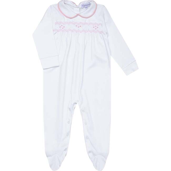 Nella Smocked Baby Girl Footie Pink Smocked