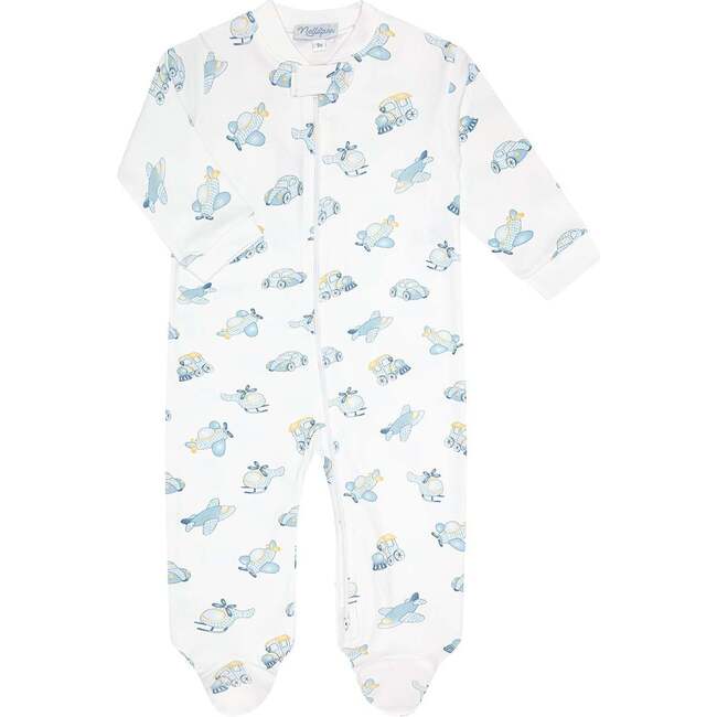 Mini Voyages Zipper Footie Blue