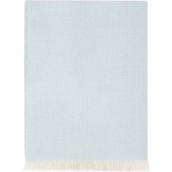 Herringbone Baby Alpaca Woven Blanket Blue