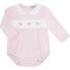 Charming Bows Embroidery Bubble LS Pink - Rompers - 1 - thumbnail