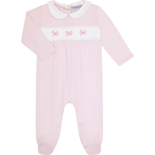 Charming Bows Embroidery Footie Pink