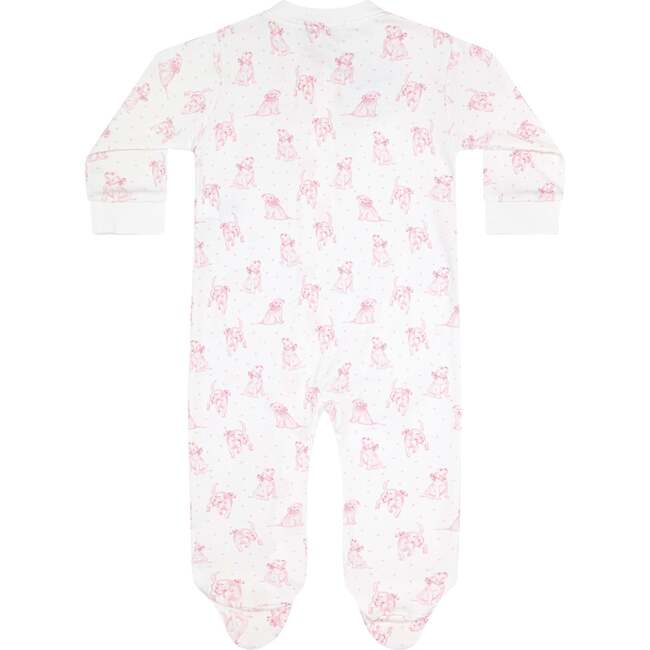 Pink Puppy Love Print Zipper Footie Pink