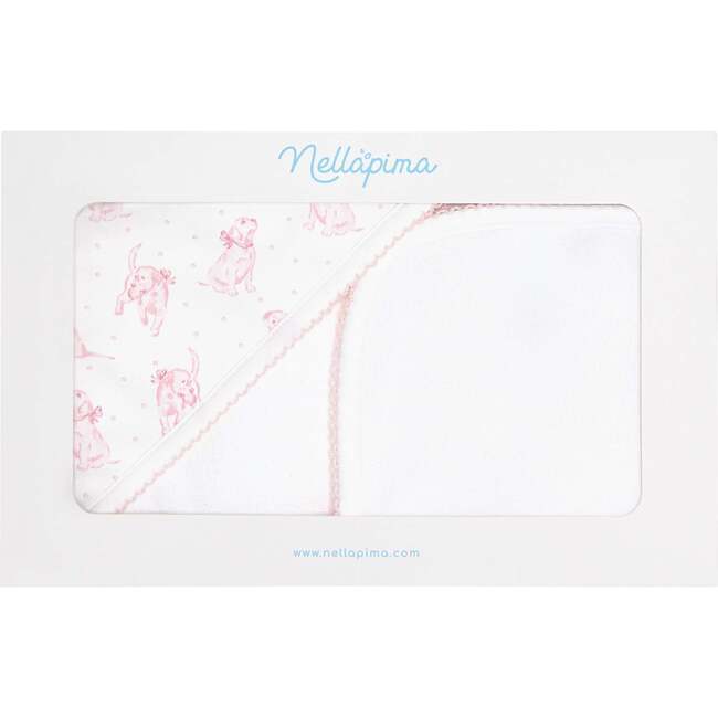 Pink Puppy Love Print Towel Pink