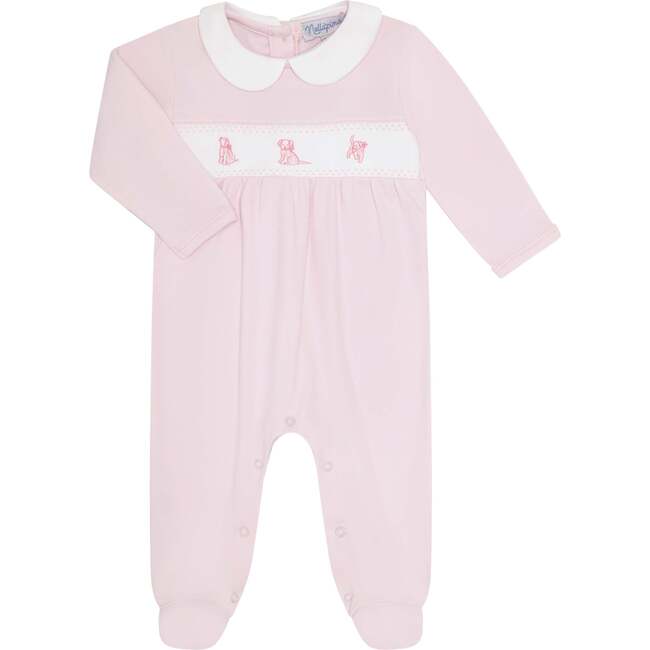 Pink Puppy Love Embroidery Footie Pink