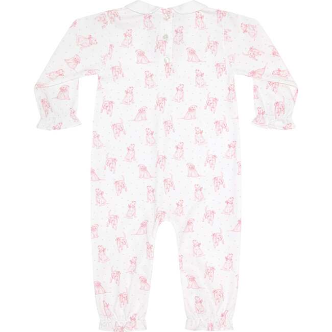 Pink Puppy Love Print Romper long sleeve Pink