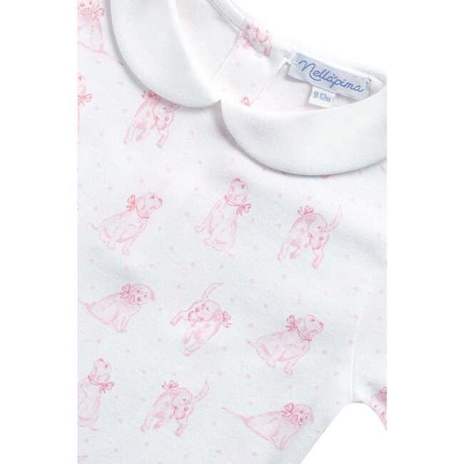 Pink Puppy Love Print Romper long sleeve Pink - Rompers - 3
