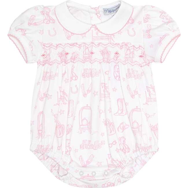 Pink Lone Star Toile Smocked Bubble Pink