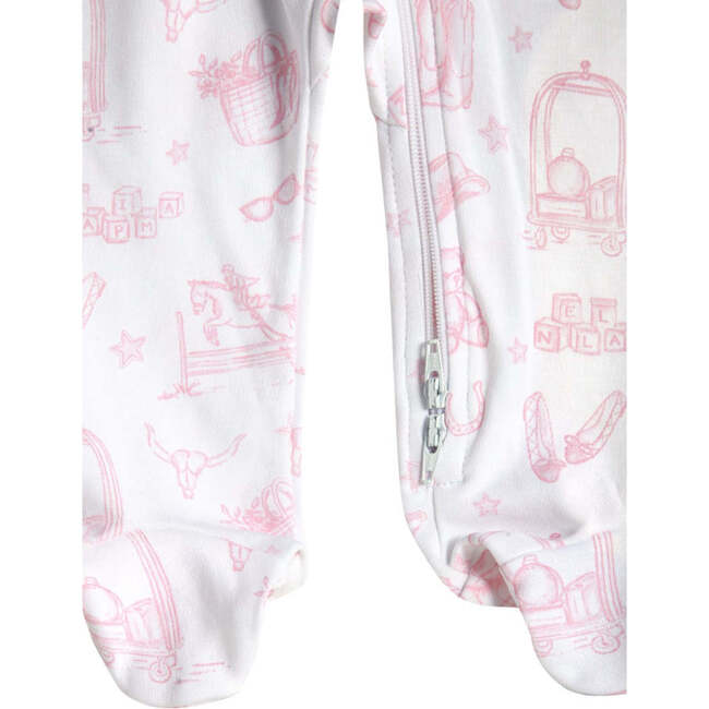Pink Lone Star Toile Zipper Footie Pink - Footie Pajamas - 3
