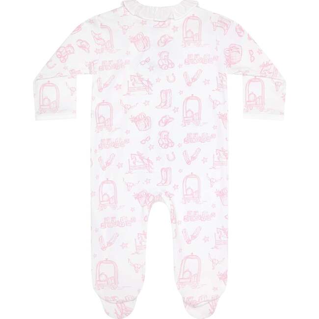 Pink Lone Star Toile Print Crossover Footie Pink