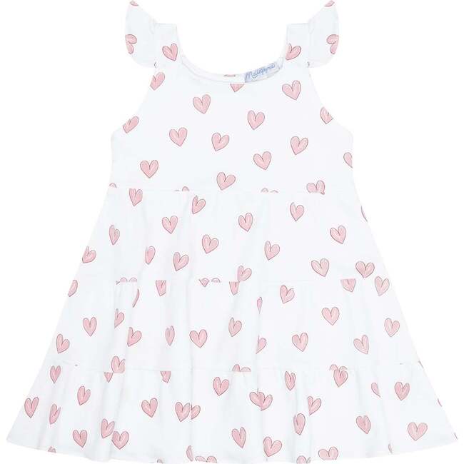 Pink Heart Print Ruffle Dress Pink