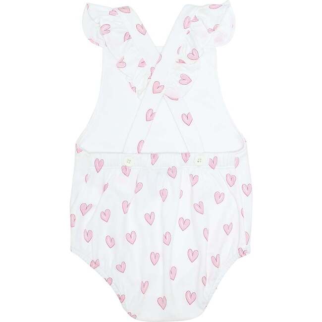 Pink Heart Print Ruffle Bubble Pink