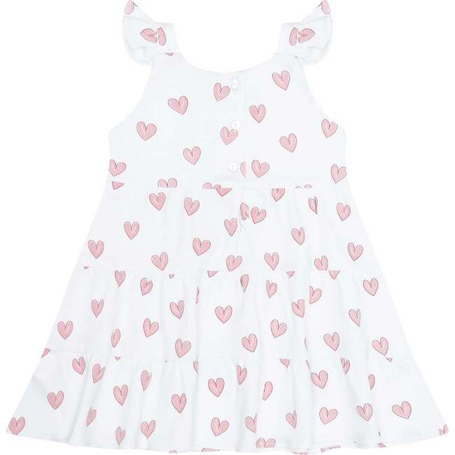 Pink Heart Print Ruffle Dress Pink
