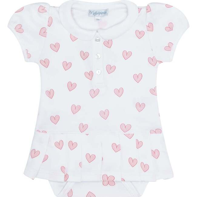 Pink Heart Print Onesie Dress Pink