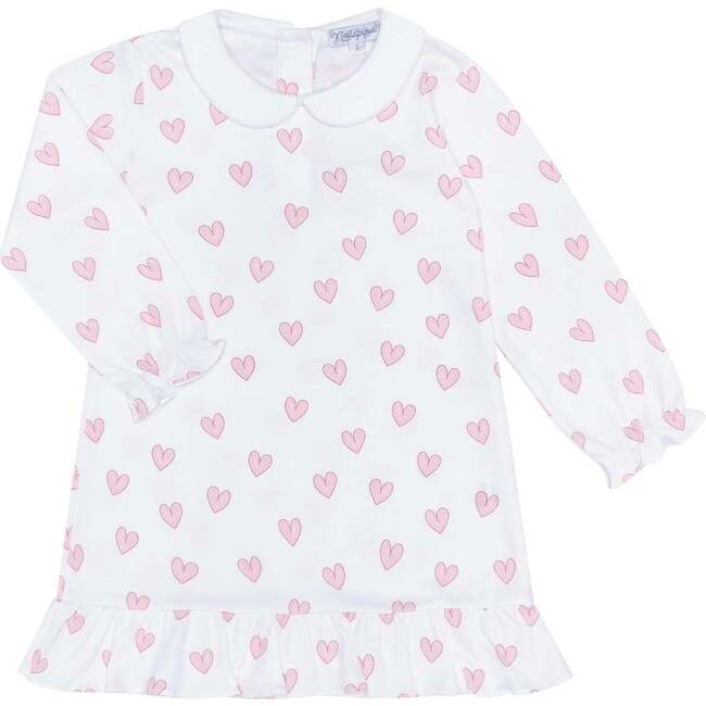 Pink Heart Print Long Sleeve Dress