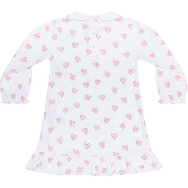 Pink Heart Print Long Sleeve Dress