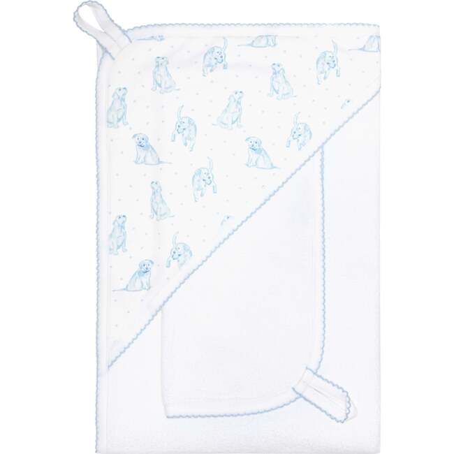 Blue Puppy Love Print Towel Blue