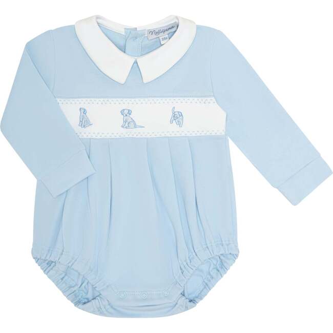 Blue Puppy Love Embroidery Bubble LS Blue
