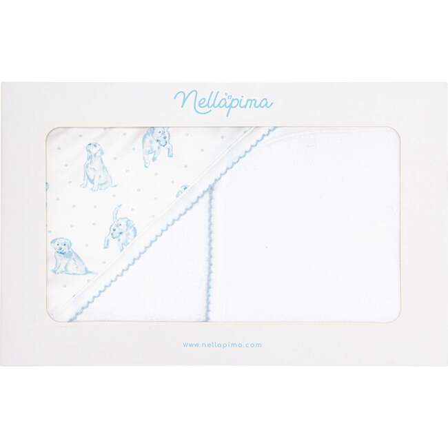 Blue Puppy Love Print Towel Blue