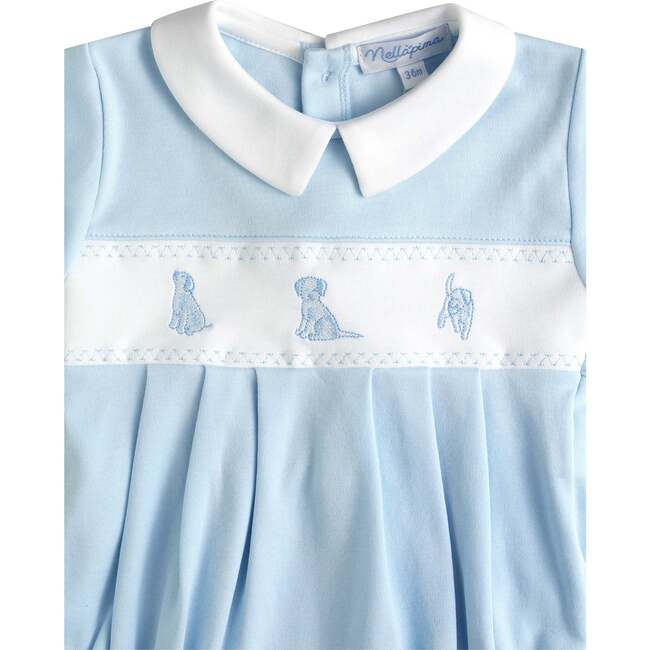 Blue Puppy Love Embroidery Bubble LS Blue - Rompers - 3
