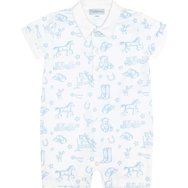 Blue Lone Star Toile Romper Blue