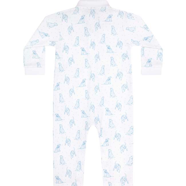Blue Puppy Love Print Romper long sleeve Blue